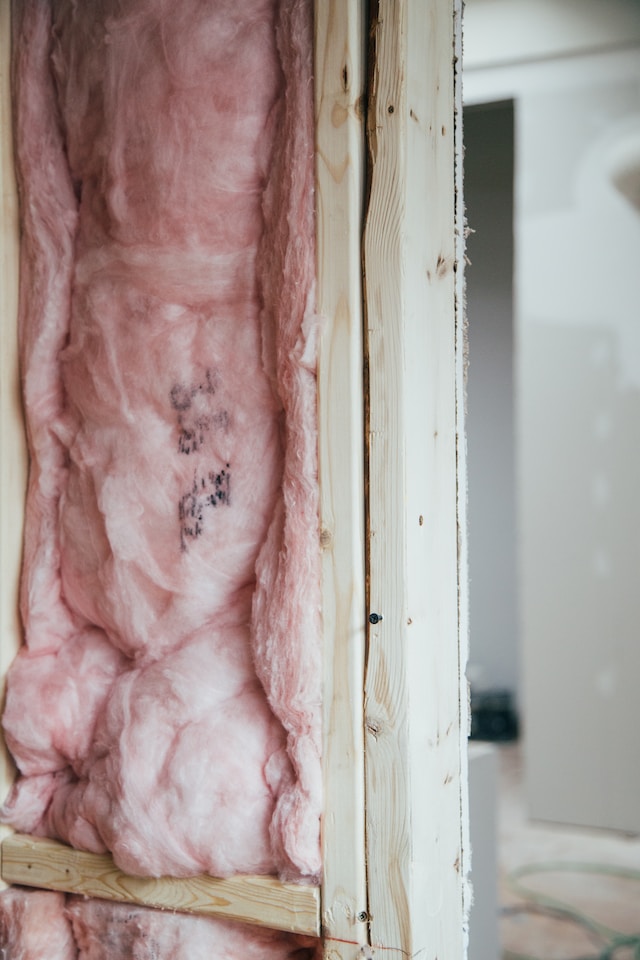 pink loft insulation in Glasgow close up